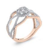 Round Diamond Fashion Ring in 14K Two Tone Gold