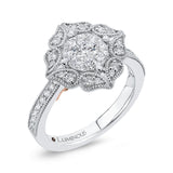 Diamond Flower Shape Engagement Ring in 14K White Gold