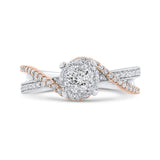 Round Diamond Promise Engagement Ring in 14K Two Tone Gold