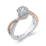 Round Diamond Promise Engagement Ring in 14K Two Tone Gold