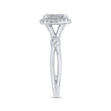 Split Shank Round Diamond Halo Engagement Ring in 14K White Gold