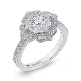 Diamond Flower Shape Engagement Ring in 14K White Gold