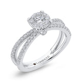 Round Diamond Crossover Criss-Cross Engagement Ring in 14K White Gold