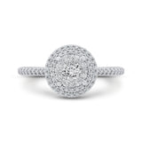 Round Diamond Double Halo Engagement Ring in 14K White Gold