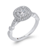 Round Diamond Halo Engagement Ring in 14K White Gold
