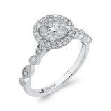 Round Diamond Halo Engagement Ring in 14K White Gold