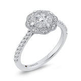 Diamond Flower Engagement Ring in 14K White Gold