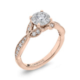 Round Diamond Engagement Ring in 14K Two Tone Gold