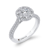 Round Diamond Halo Engagement Ring in 14K White Gold