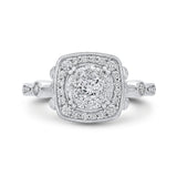 Round Diamond Halo Engagement Ring in 14K White Gold