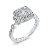 Round Diamond Halo Engagement Ring in 14K White Gold