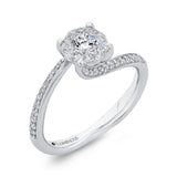 Round Diamond Bypass Engagement Ring in 14K White Gold