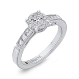 Round & Princess Cut Diamond Engagement Ring in 14K White Gold