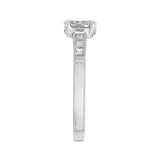 Round & Princess Cut Diamond Engagement Ring in 14K White Gold