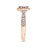 Round Diamond Flower Engagement Ring in 14K Two Tone Gold