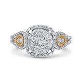 Round Diamond Halo Engagement Ring in 14K Two Tone Gold