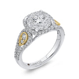 Round Diamond Halo Engagement Ring in 14K Two Tone Gold