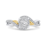 Round Diamond Promise Engagement Ring in 14K Two Tone Gold