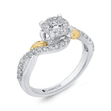 Round Diamond Promise Engagement Ring in 14K Two Tone Gold