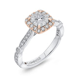 Diamond Halo Engagement Ring in 14K Two Tone Gold