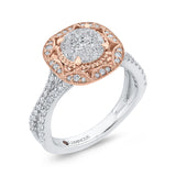 Diamond Flower Engagement Ring in 14K Two Tone Gold