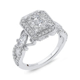 Round Diamond Halo Engagement Ring in 14K White Gold