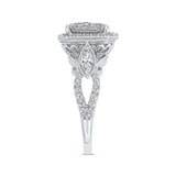 Round Diamond Halo Engagement Ring in 14K White Gold