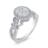 Diamond Oval Shape Halo Engagement Ring in 14K White Gold
