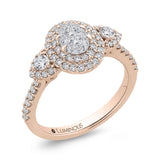 Round Diamond Double Halo Engagement Ring in 14K Two Tone Gold