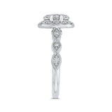 Round Diamond Halo Engagement Ring in 14K White Gold