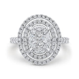 Round Diamond Double Halo Engagement Ring in 14K White Gold