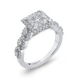 Round Diamond Halo Engagement Ring in 14K White Gold