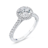 Round Diamond Halo Engagement Ring in 14K White Gold (Semi-Mount)