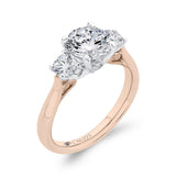 Round Diamond Three-Stone Engagement Ring in 14K Two Tone Gold (Semi-Mount)