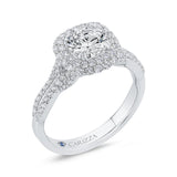 Round Diamond Halo Engagement Ring in 14K White Gold (Semi-Mount)
