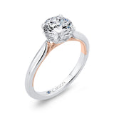 Round Diamond Floral Engagement Ring in 14K Two Tone Gold (Semi-Mount)