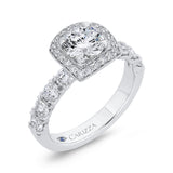 Round Diamond Halo Engagement Ring in 14K White Gold (Semi-Mount)