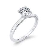 Round Diamond Halo Engagement Ring in 14K White Gold (Semi-Mount)
