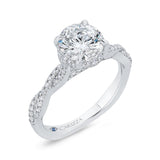Round Diamond Crossover Shank Engagement Ring in 14K White Gold (Semi-Mount)