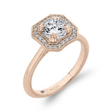 Euro Shank Round Diamond Halo Engagement Ring in 14K Rose Gold (Semi-Mount)