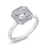 Round Diamond Halo Engagement Ring in 14K White Gold (Semi-Mount)