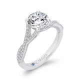 Split Shank Round Diamond Engagement Ring in 14K White Gold (Semi-Mount)