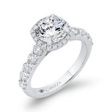 Round Diamond Halo Engagement Ring in 14K White Gold (Semi-Mount)