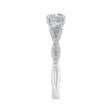 Three-Stone Engagement Ring with Round Diamond in 14K White Gold (Semi-Mount)