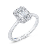 Emerald Cut Diamond Halo Engagement Ring in 14K White Gold (Semi-Mount)
