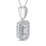 Round Diamond Fashion Pendant with Chain 14K White Gold