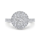 Round Diamond Halo Engagement Ring in 14K White Gold