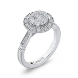 Round Diamond Halo Engagement Ring in 14K White Gold