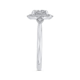 Round Diamond Floral Engagement Ring in 14K White Gold