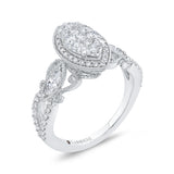 Diamond Halo Engagement Ring in 14K White Gold